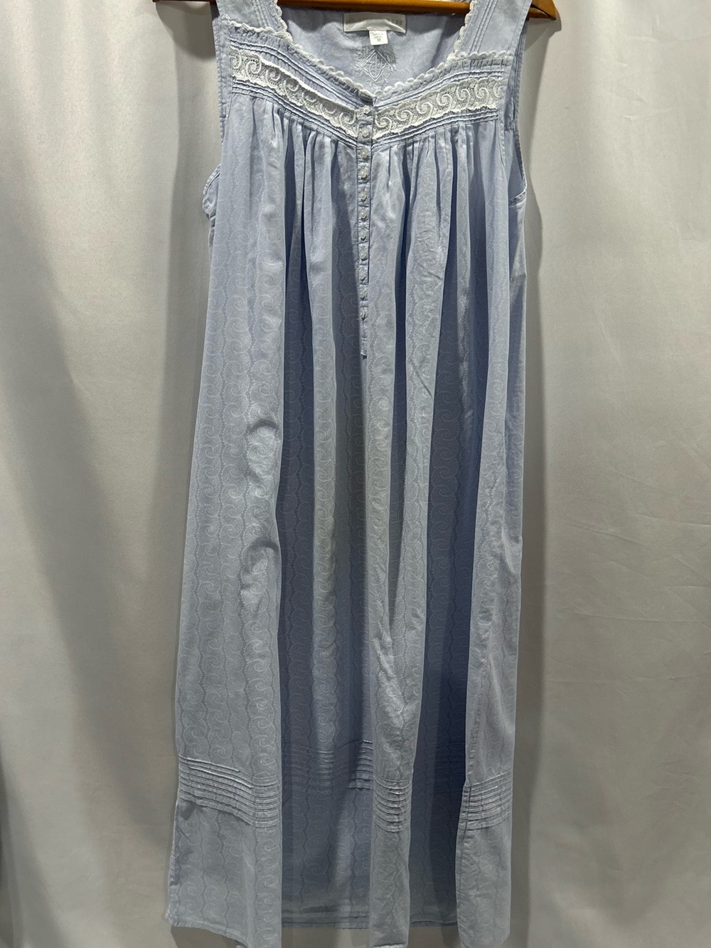 Eileen West Dobby Ballet Blue Cotton Vintage Style Maxi Nightgown LN